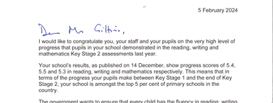 Letter from the Minister for Schools